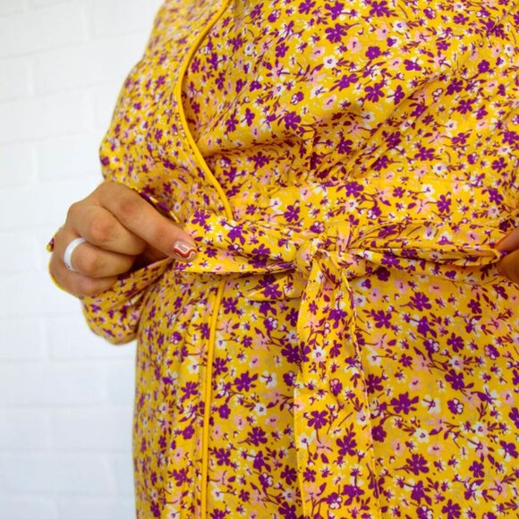 NWT Time and Tru ~ Yellow and Purple Floral Dress ~ Size XL - Picture 3 of 9